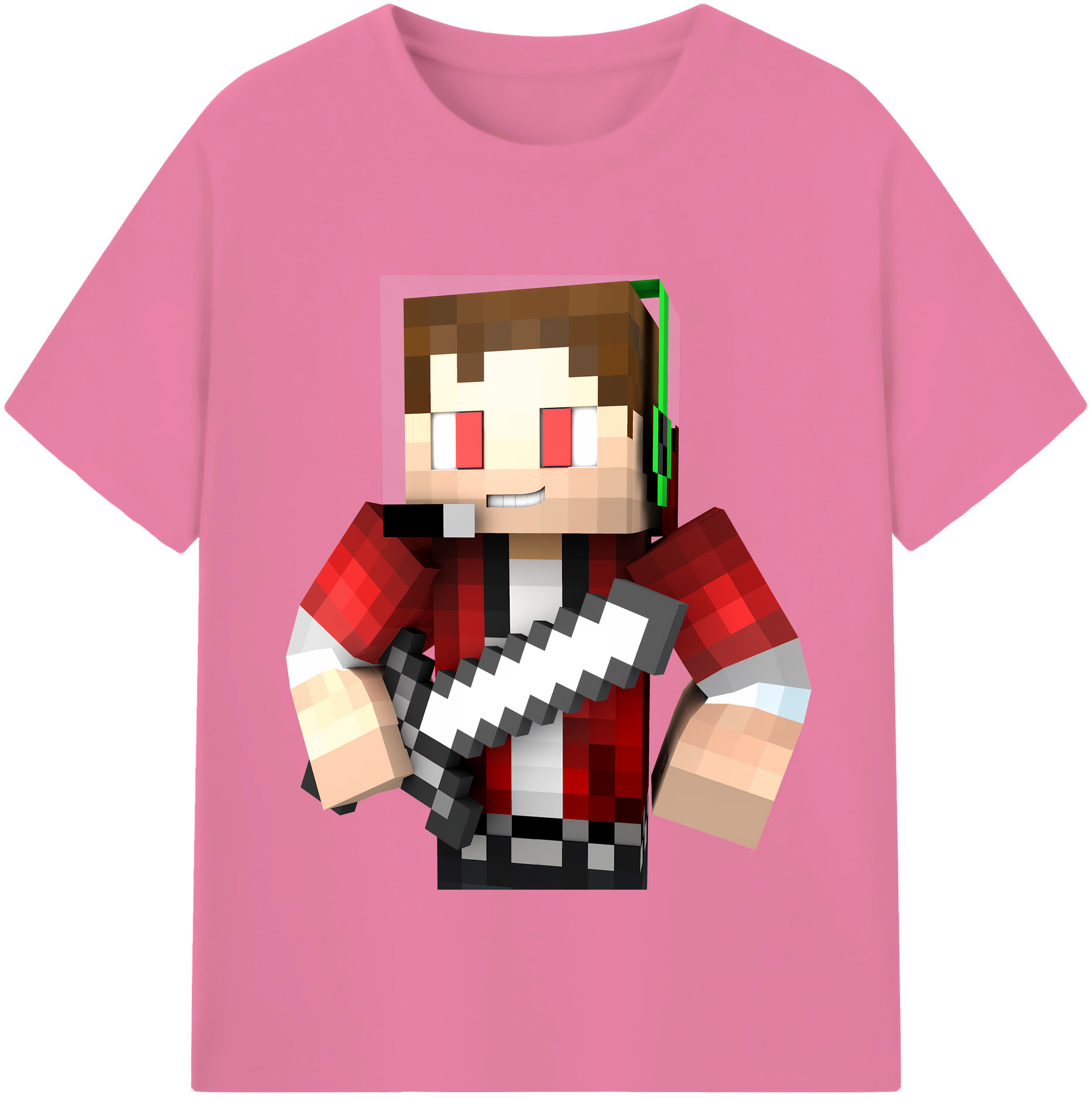 （画像用） マインクラフト ブロックの世界 Minecraft MC Block world 綿100％半袖Tシャツ（フロントプリント）